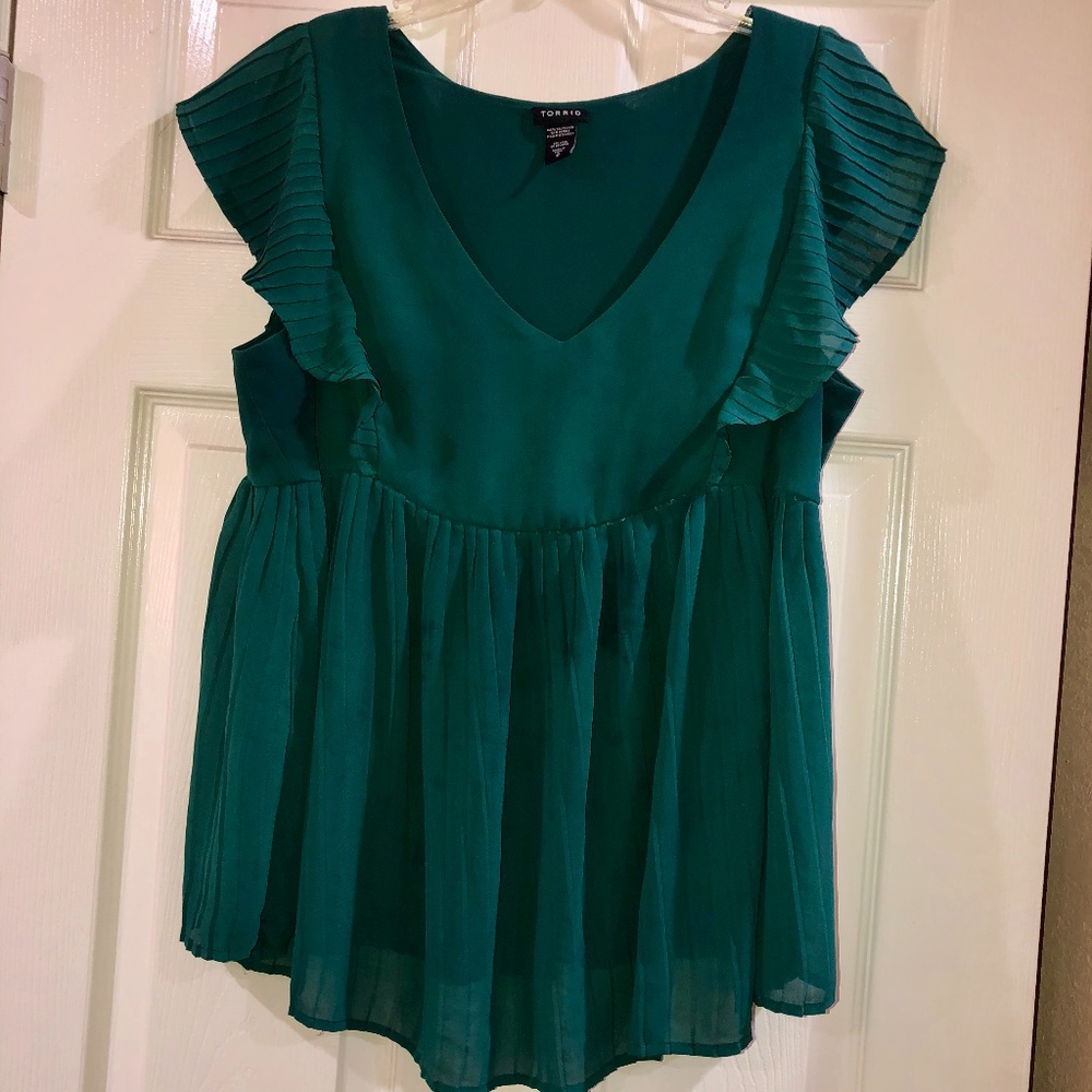 Torrid Pleated Flutter Sleeve Top